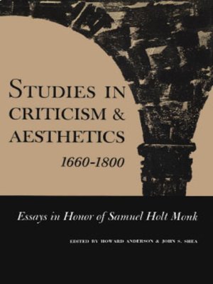 cover image of Studies in Criticism and Aesthetics, 1660-1800